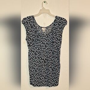 Motherhood Black and White Leaf Print Blouse